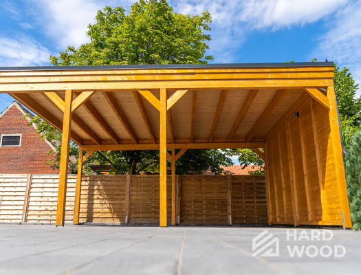 Деревянный навес для машины односкатный №140 - фото 1001